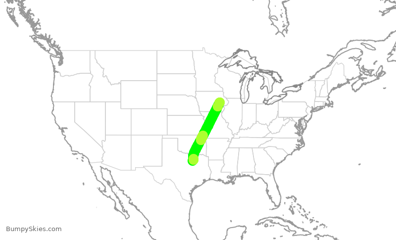 Turbulence forecast map for ENY4318, DFW to CID