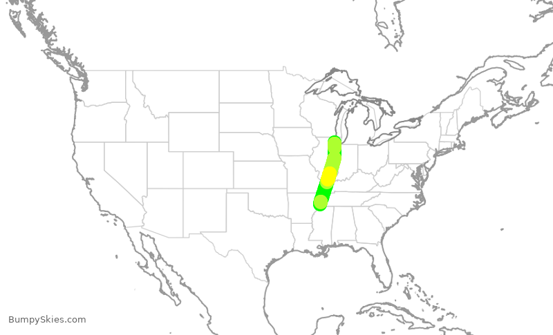 Turbulence forecast map for ENY4320, ORD to MEM