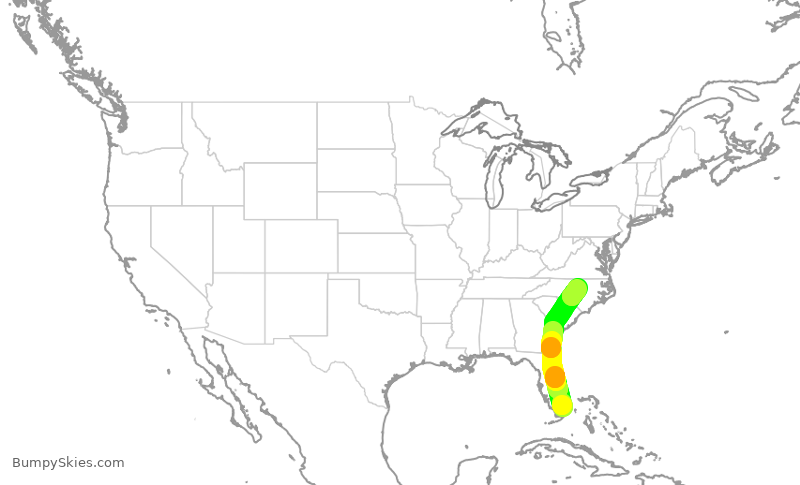 Turbulence forecast map for ENY4321, MIA to RDU