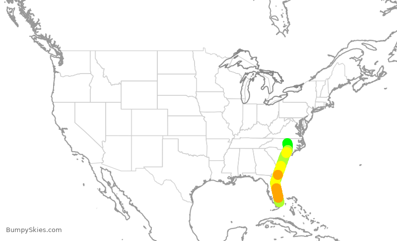Turbulence forecast map for ENY4321, RDU to MIA