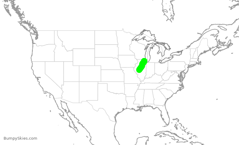 Turbulence forecast map for ENY4328, SPI to ORD