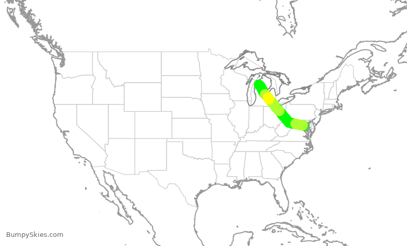 Turbulence forecast map for ENY4334, TVC to DCA