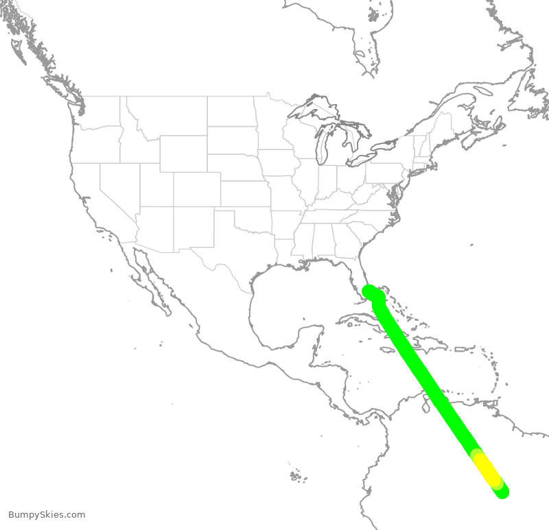 Turbulence forecast map for ENY9881, BEG to FLL
