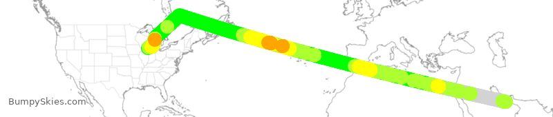 Turbulence forecast map for ETD011, AUH to ORD