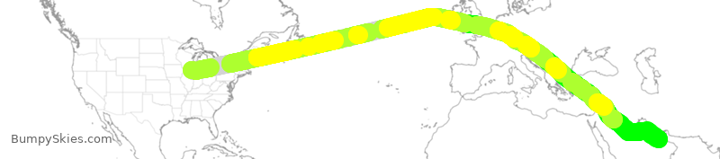 Turbulence forecast map for ETD012, ORD to AUH