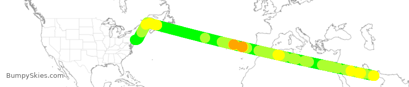 Turbulence forecast map for ETD11, AUH to JFK