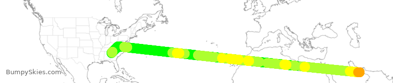 Turbulence forecast map for ETD13, MAA to ATL