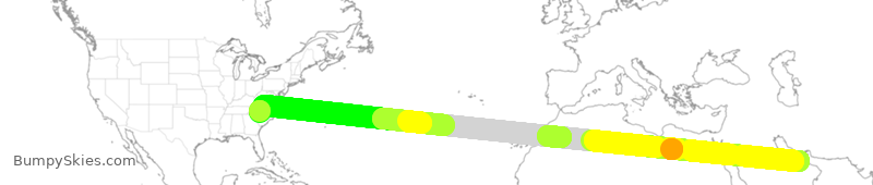 Turbulence forecast map for ETD15, MAA to CLT