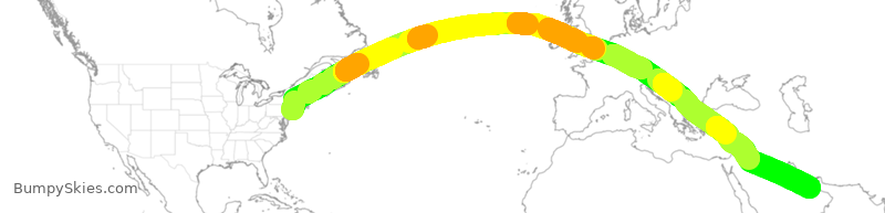 Turbulence forecast map for ETD2, JFK to AUH