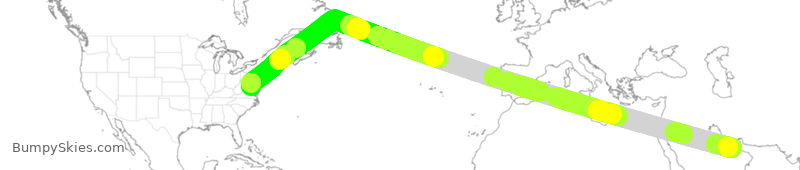 Turbulence forecast map for ETD53, AUH to IAD