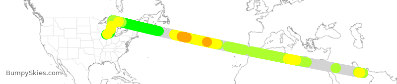 Turbulence forecast map for ETD93, AUH to ORD