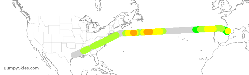 Turbulence forecast map for ETH3501, IAH to ZAZ