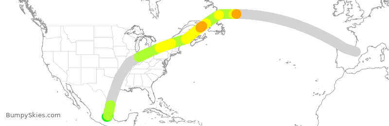 Turbulence forecast map for ETH3516, ZAZ to MMSM