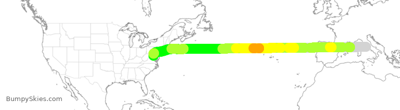 Turbulence forecast map for ETH500, FCO to IAD