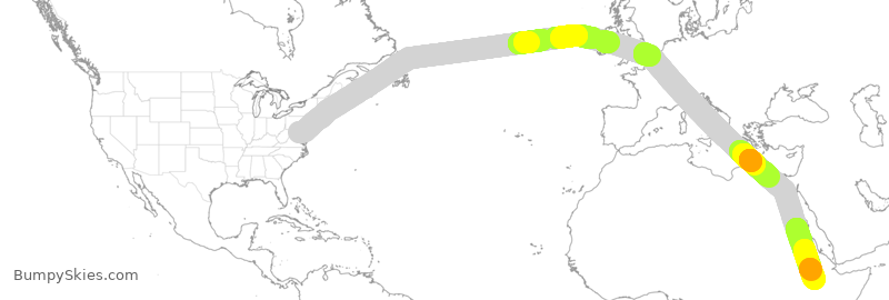 Turbulence forecast map for ETH501, IAD to ADD
