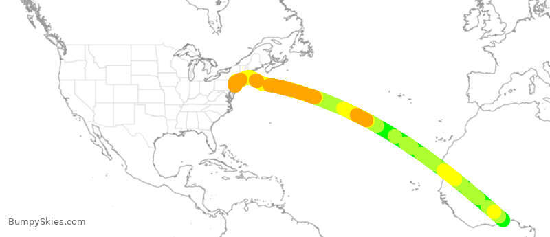 Turbulence forecast map for ETH514, LFW to EWR