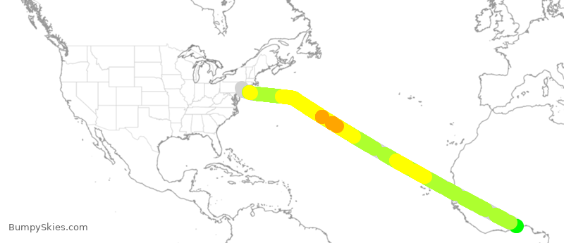 Turbulence forecast map for ETH515, EWR to LFW