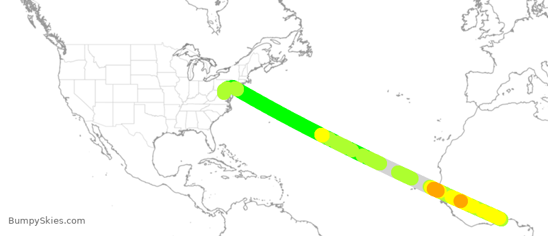 Turbulence forecast map for ETH516, LFW to IAD