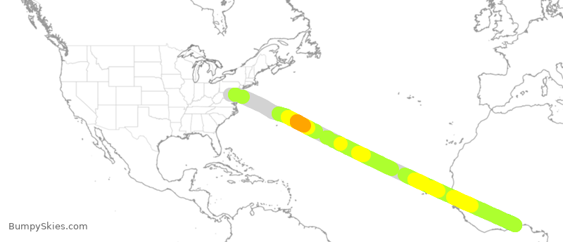 Turbulence forecast map for ETH517, IAD to XXX