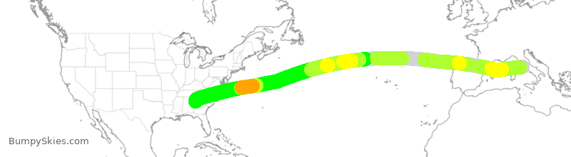 Turbulence forecast map for ETH518, FCO to ATL