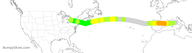 Turbulence forecast map for ETH552, FCO to YYZ
