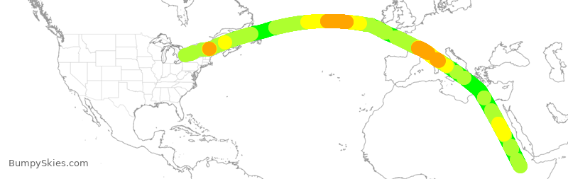 Turbulence forecast map for ETH553, YYZ to ADD