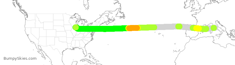 Turbulence forecast map for ETH574, FCO to ORD