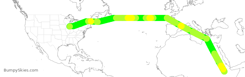 Turbulence forecast map for ETH575, ORD to ADD