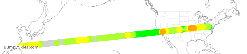 Turbulence forecast map for EVA004, TPE to IAD