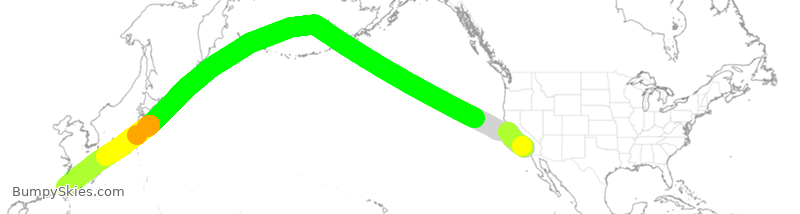 Turbulence forecast map for EVA005, LAX to CTP