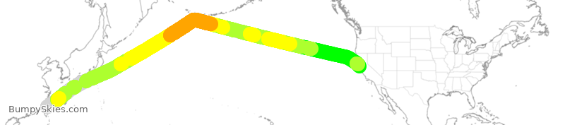 Turbulence forecast map for EVA008, TPE to SFO