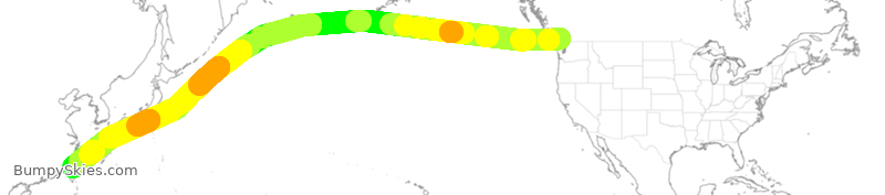 Turbulence forecast map for EVA009, YVR to TPE