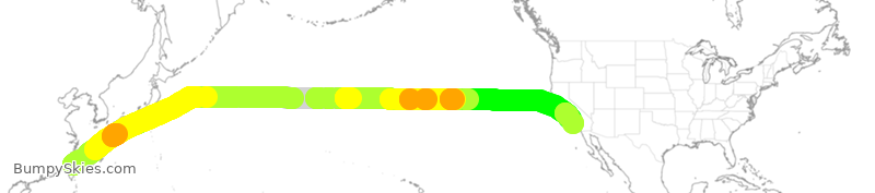 Turbulence forecast map for EVA012, TPE to LAX