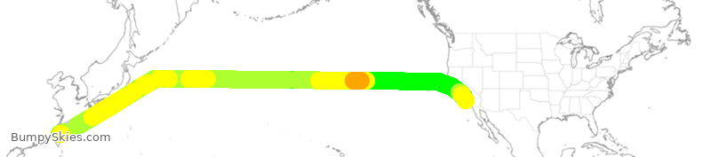 Turbulence forecast map for EVA016, TPE to LAX