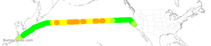 Turbulence forecast map for EVA018, CTP to SFO