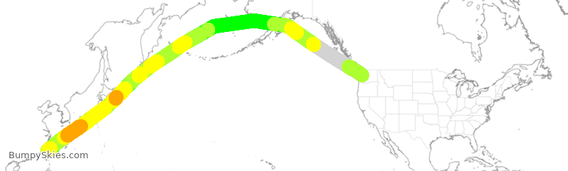 Turbulence forecast map for EVA025, SEA to CTP