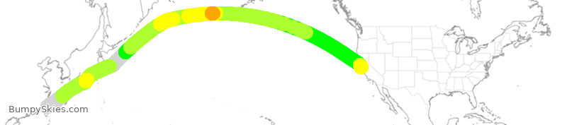 Turbulence forecast map for EVA028, TPE to SFO