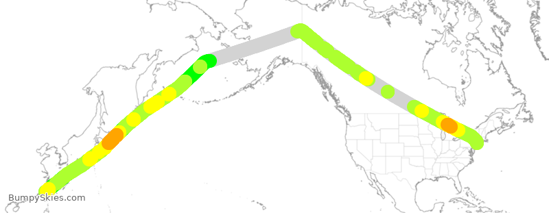 Turbulence forecast map for EVA031, JFK to CTP