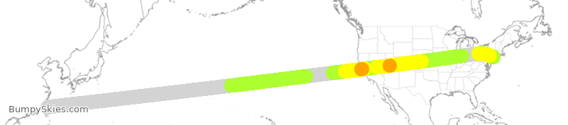 Turbulence forecast map for EVA032, CTP to JFK