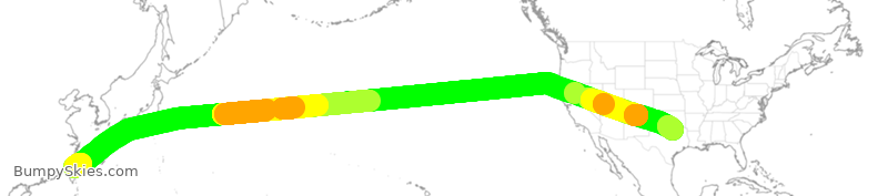 Turbulence forecast map for EVA050, TPE to DFW