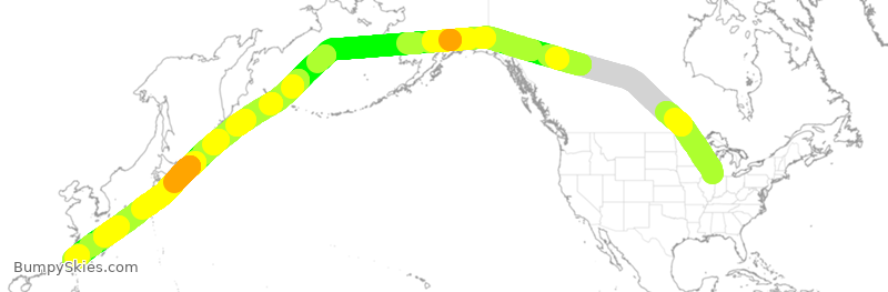 Turbulence forecast map for EVA055, ORD to CTP