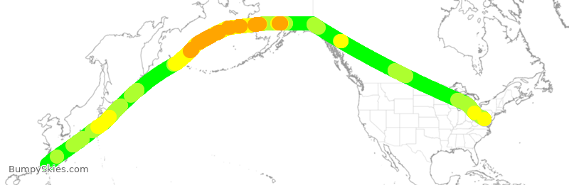 Turbulence forecast map for EVA1003, IAD to TPE