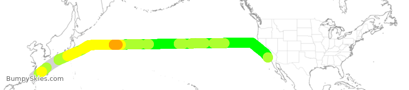 Turbulence forecast map for EVA1012, TPE to LAX