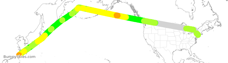Turbulence forecast map for EVA1031, JFK to TPE