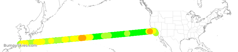 Turbulence forecast map for EVA12, TPE to LAX