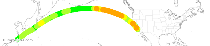 Turbulence forecast map for EVA16, TPE to LAX