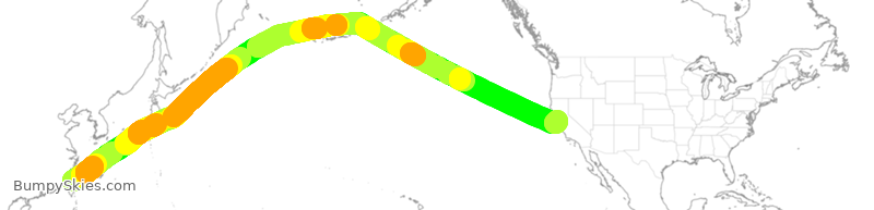 Turbulence forecast map for EVA18, TPE to SFO