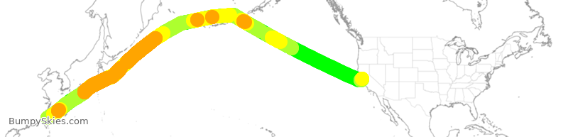 Turbulence forecast map for EVA28, TPE to SFO