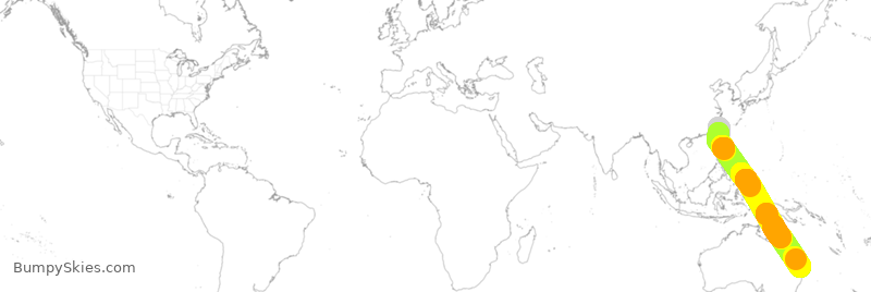 Turbulence forecast map for EVA315, TPE to BNE