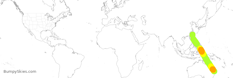 Turbulence forecast map for EVA325, TPE to BNE